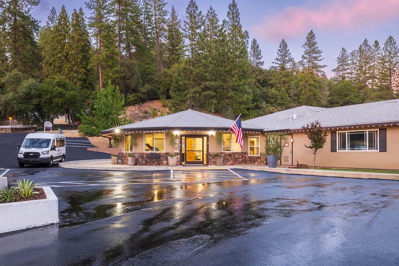 Dusk view of the Western Slope building