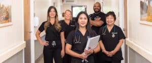 Nurses at Western Slope gathered in hallway